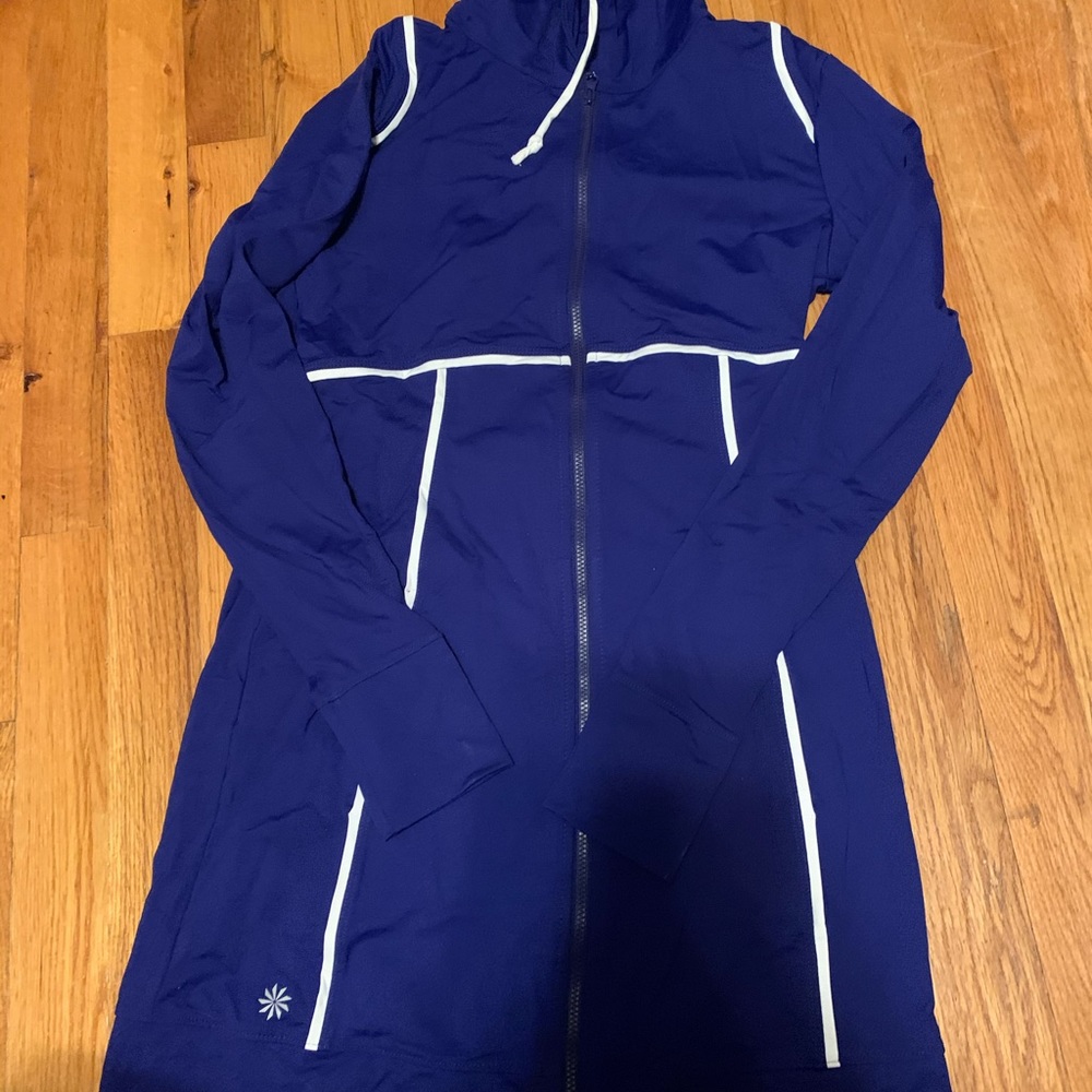 Athleta Spinnaker Sun Track Tunic Zip Up Blue Sweater Jacket XS - Picture 2 of 5